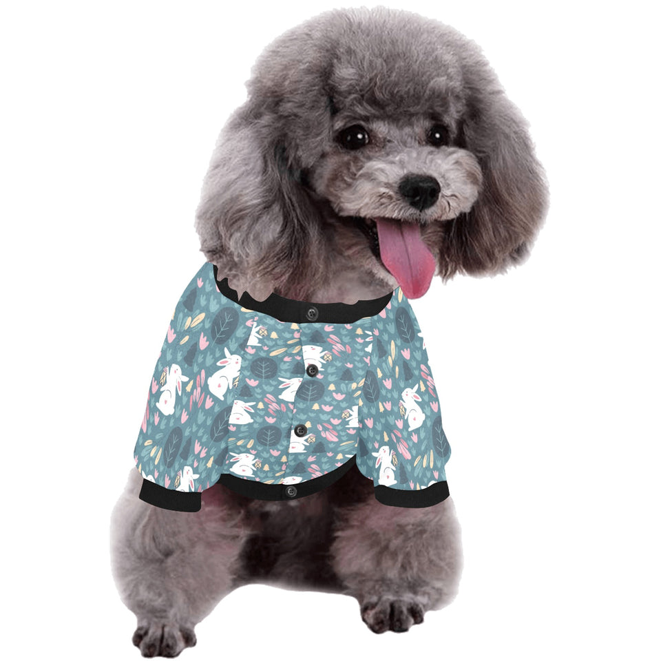 Cute rabbit pattern All Over Print Pet Dog Round Neck Fuzzy Shirt