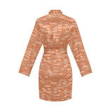 Brick Printed Pattern Print Design 02 Women's Long Sleeve Belted Night Robe