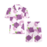 Cute Grape pattern Men's V-Neck Short Pajama Set