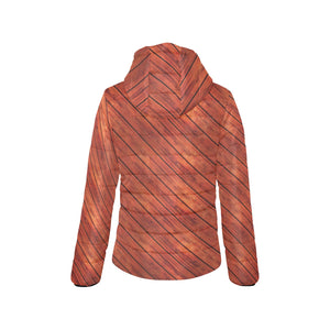 Wood Printed Pattern Print Design 03 Women's Padded Hooded Jacket