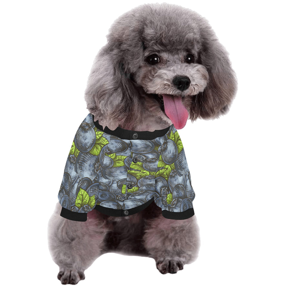 blueberry pattern All Over Print Pet Dog Round Neck Fuzzy Shirt