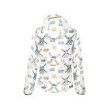 windmill pattern Women's Padded Hooded Jacket