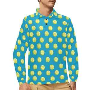 Tennis Pattern Print Design 05 Men's Long Sleeve Polo Shirt