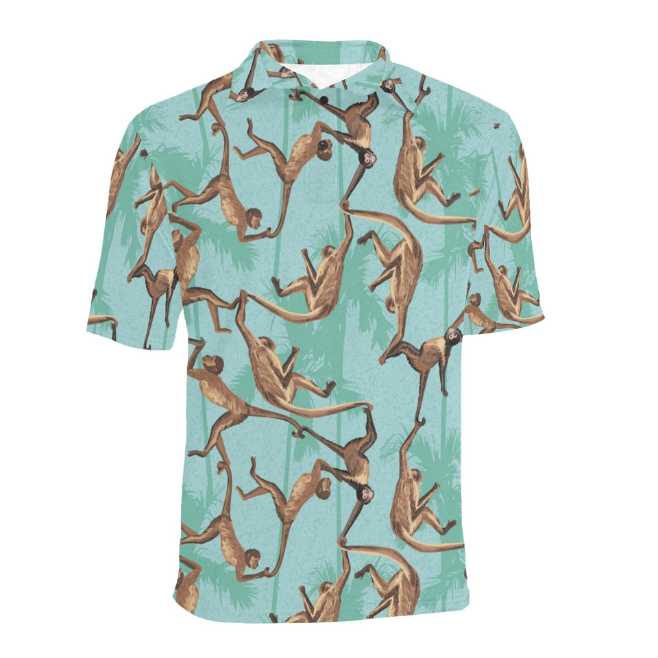 Monkey Palm tree background Men's All Over Print Polo Shirt