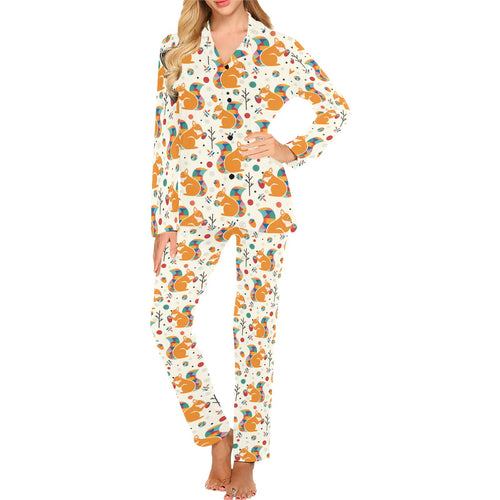 Squirrel Pattern Print Design 04 Women's Long Pajama Set