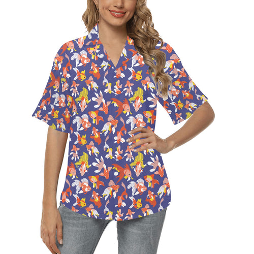 Goldfish Pattern Print Design 04 Women's All Over Print Hawaiian Shirt