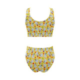 Yorkshire Terrier Pattern Print Design 05 Chest Bowknot High Waisted Bikini Swimsuit
