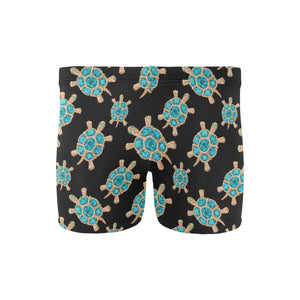 Sea turtle blue stone pattern Men's Swimming Trunks
