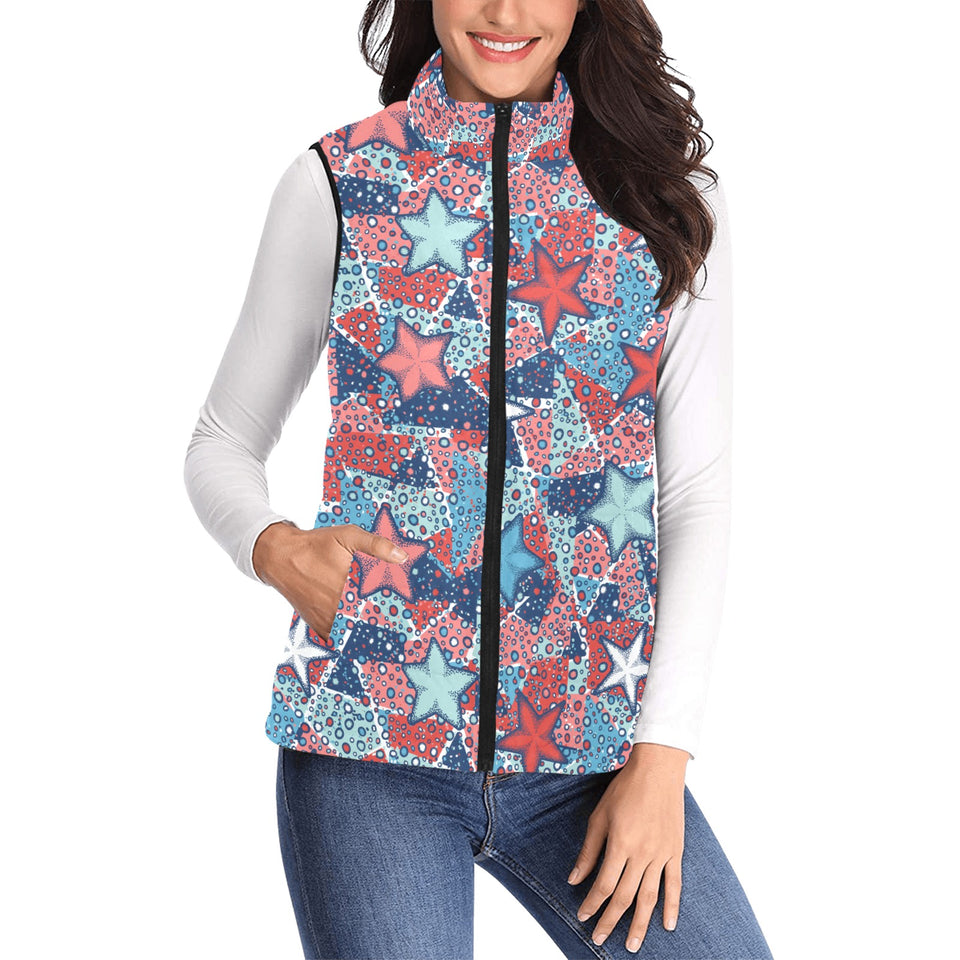 Hand drawn colorful starfish Women's Padded Vest