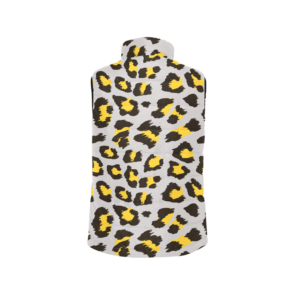 Gray Leopard print pattern Men's Padded Vest