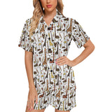Giraffe Pattern Print Design 05 Women's V-Neck Short Pajama Set
