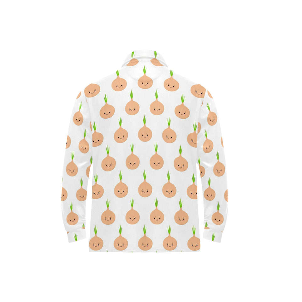 cute onions smiling faces Men's Long Sleeve Polo Shirt