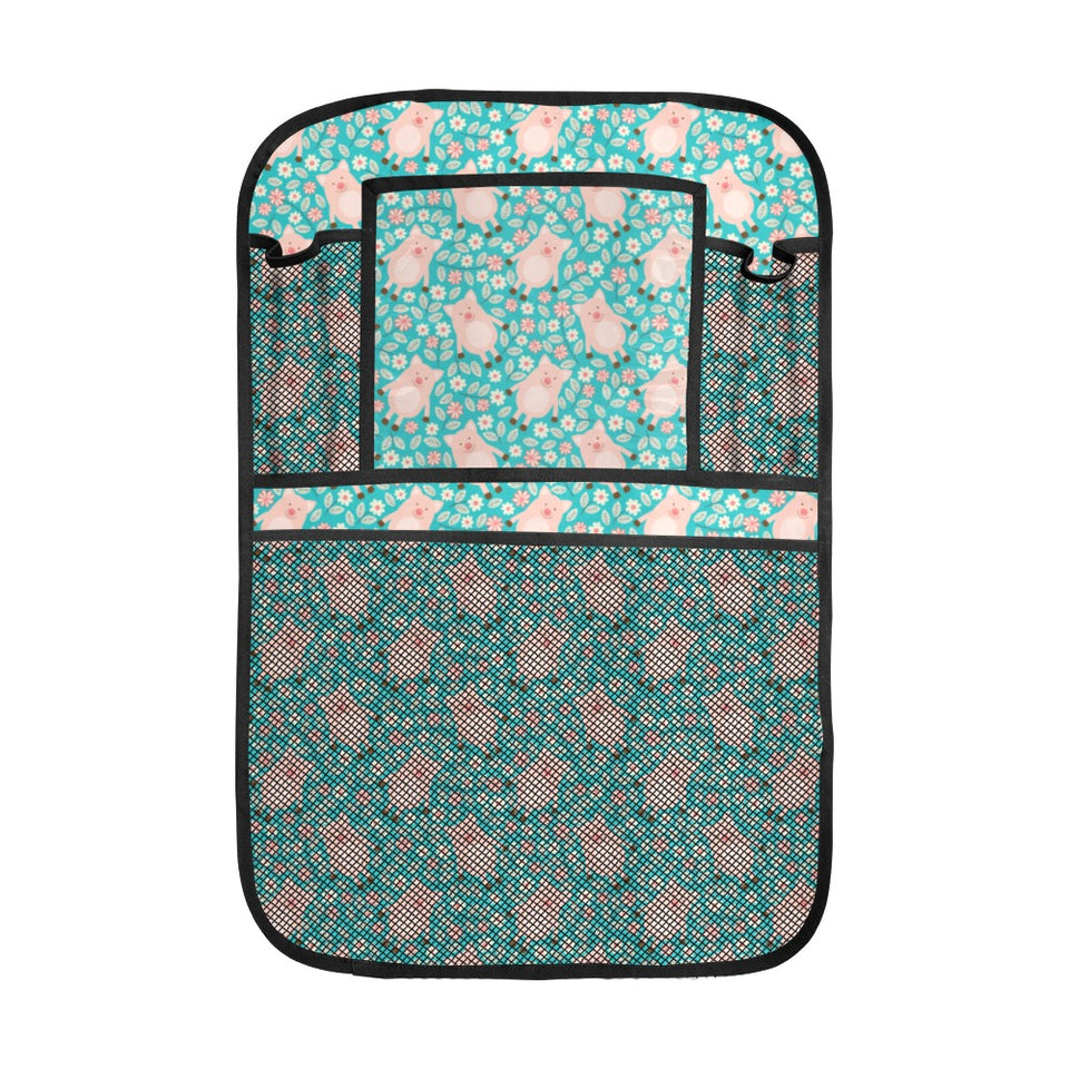 Pig Pattern Print Design 01 Car Seat Back Organizer