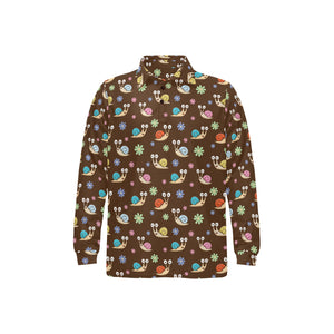 Snail Pattern Print Design 03 Men's Long Sleeve Polo Shirt