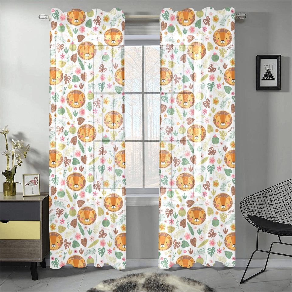 Lion Pattern Print Design 04 Gauze Curtain
