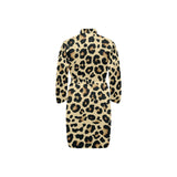Leopard print design pattern Men's Long Sleeve Belted Night Robe