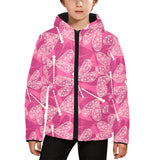 Beautiful dragonfly pink background Kids' Boys' Girls' Padded Hooded Jacket