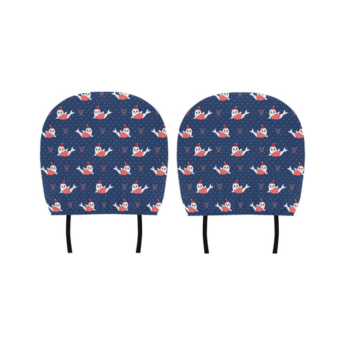 Cute sea lion seal christmas hat candy cane heart Car Headrest Cover