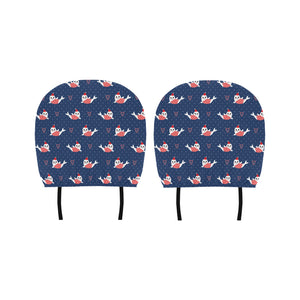 Cute sea lion seal christmas hat candy cane heart Car Headrest Cover