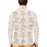 cute owl leaf Men's Long Sleeve Polo Shirt