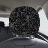 Spider web pattern Black background white cobweb Car Headrest Cover