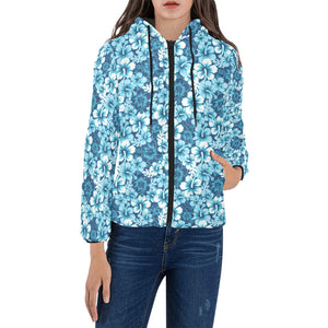 Hibiscus Pattern Print Design 03 Women's Padded Hooded Jacket