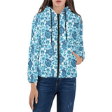 Hibiscus Pattern Print Design 03 Women's Padded Hooded Jacket