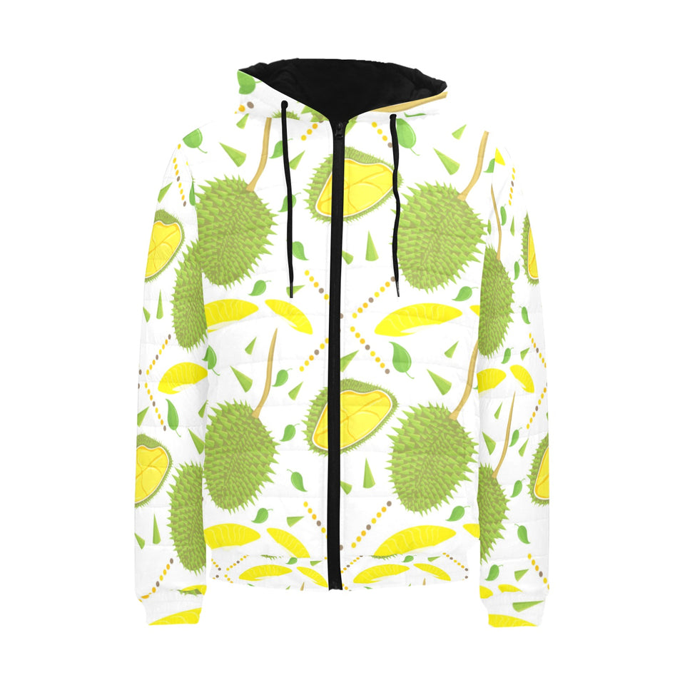 Durian pattern background Men's Padded Hooded Jacket