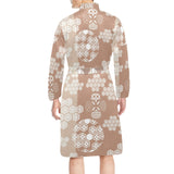 Beautiful hexagon japanese pattern Men's Long Sleeve Belted Night Robe