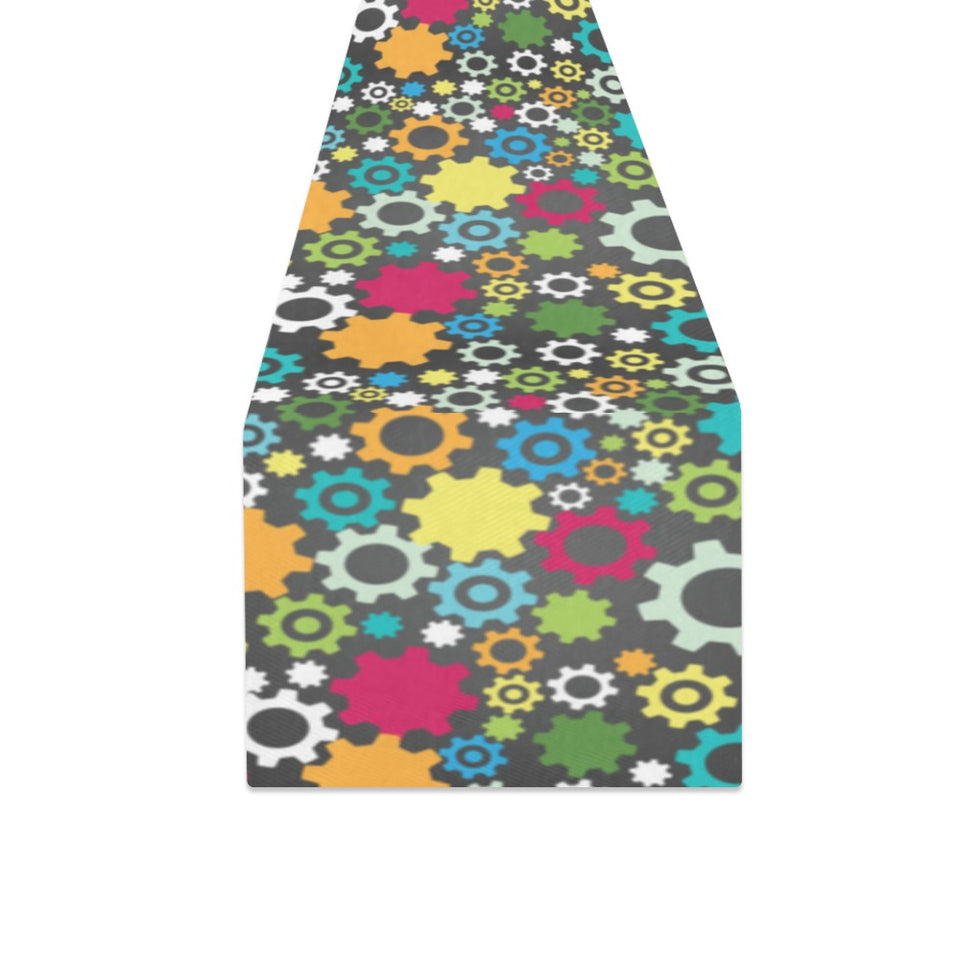 Gear Pattern Print Design 03 Table Runner