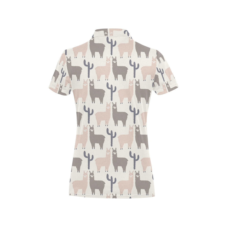 Llama Alpaca pattern Women's All Over Print Polo Shirt