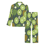 Whole sliced kiwi leave and flower Men's Long Pajama Set