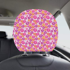 Hibiscus Pattern Print Design 01 Car Headrest Cover