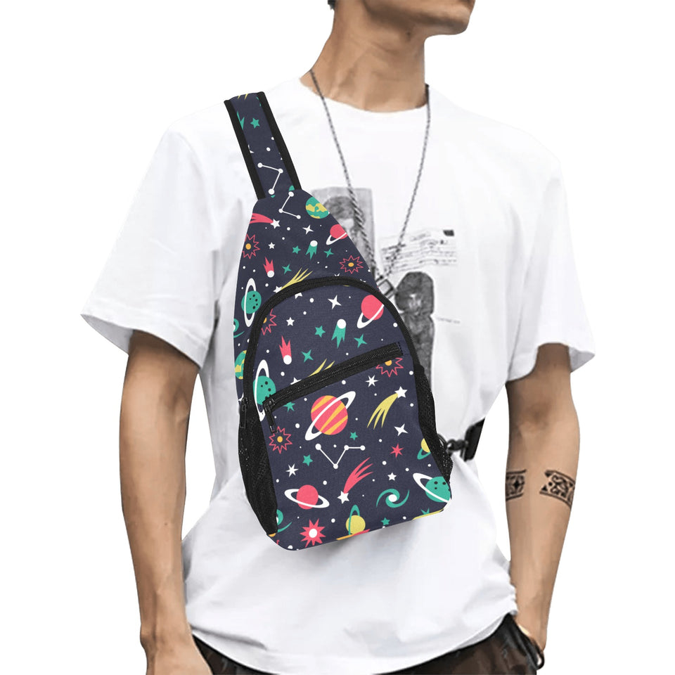 colorful space pattern planet star All Over Print Chest Bag