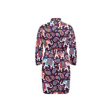 Elephant indian style ornament pattern Men's Long Sleeve Belted Night Robe
