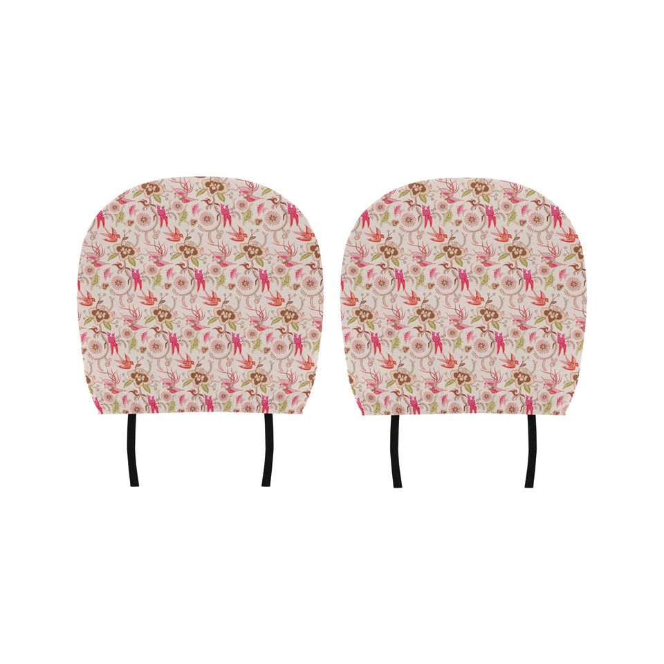 Swallow Pattern Print Design 01 Car Headrest Cover