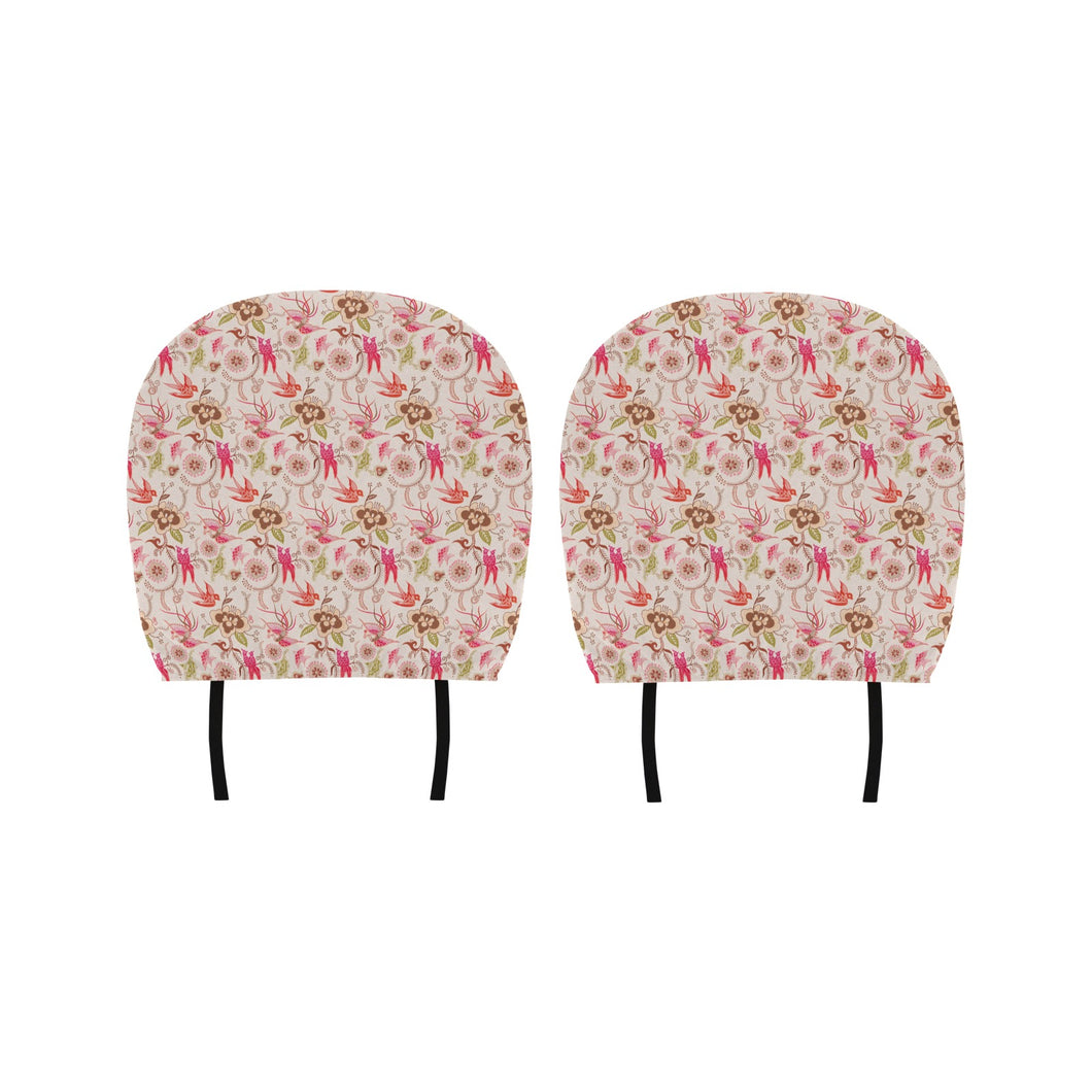 Swallow Pattern Print Design 01 Car Headrest Cover