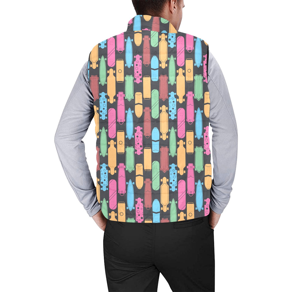 Skate Board Pattern Print Design 02 Men's Padded Vest