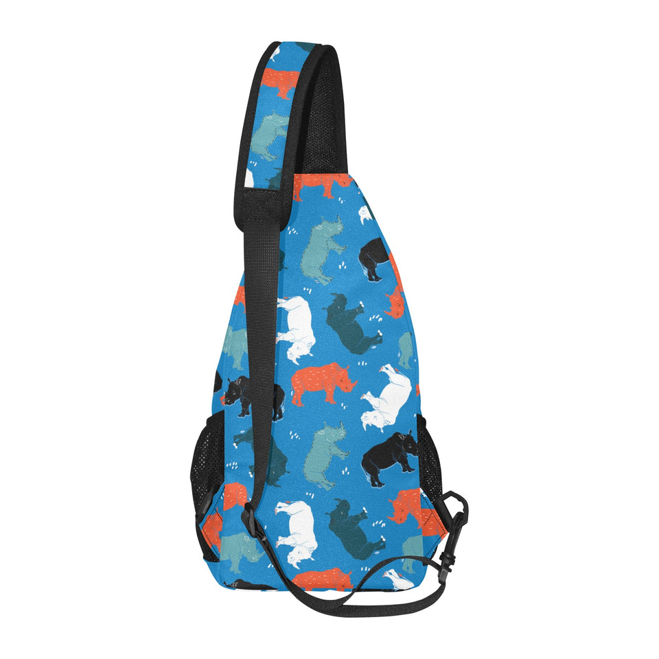 Colorful rhino pattern All Over Print Chest Bag