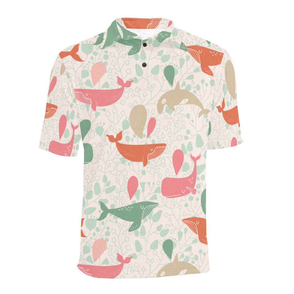 Cute whale pattern Men's All Over Print Polo Shirt