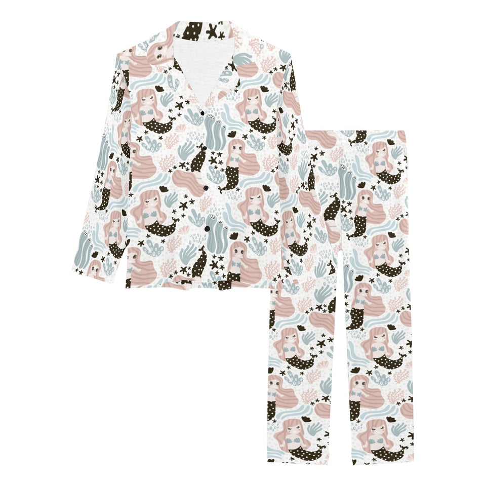 cute mermaid pattern Women's Long Pajama Set
