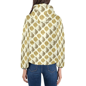 Lion Pattern Print Design 02 Women's Padded Hooded Jacket