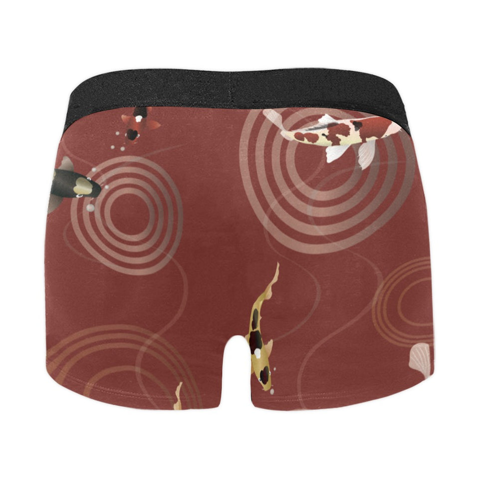 Koi Fish Carp Fish red background Men's All Over Print Boxer Briefs Men's Underwear
