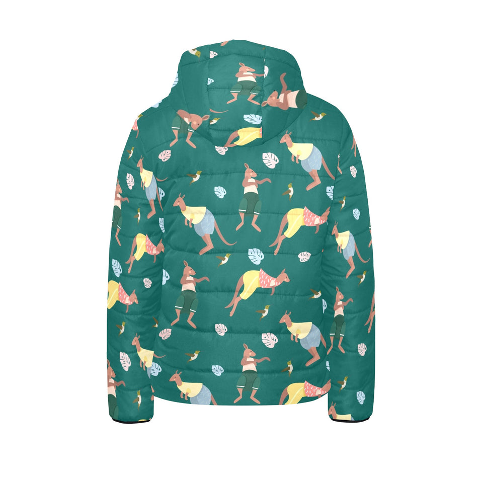 Kangaroo leaves pattern Kids' Boys' Girls' Padded Hooded Jacket