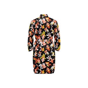 Goldfish Pattern Print Design 03 Men's Long Sleeve Belted Night Robe
