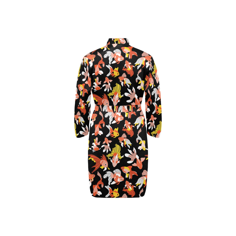 Goldfish Pattern Print Design 03 Men's Long Sleeve Belted Night Robe