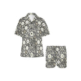 Gear Pattern Print Design 02 Women's V-Neck Short Pajama Set