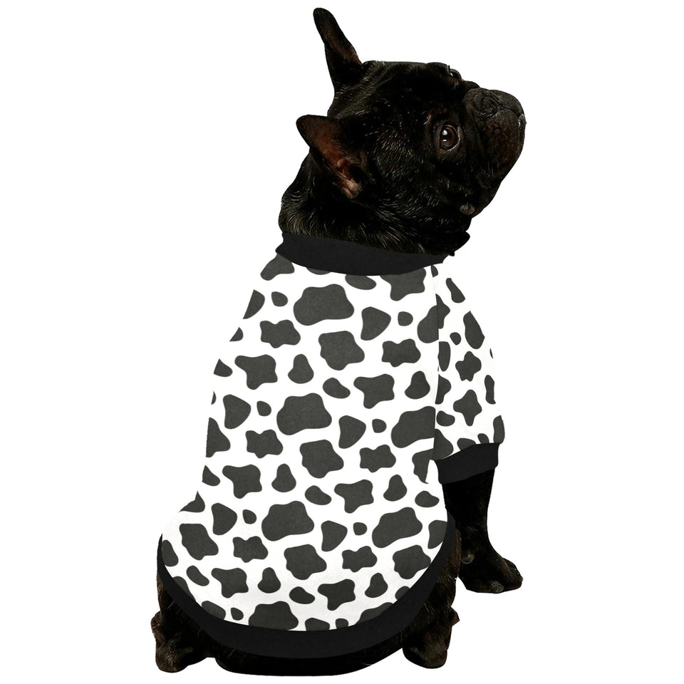 Cow skin pattern All Over Print Pet Dog Round Neck Fuzzy Shirt