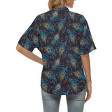 Beautiful peacock feather pattern Women's All Over Print Hawaiian Shirt