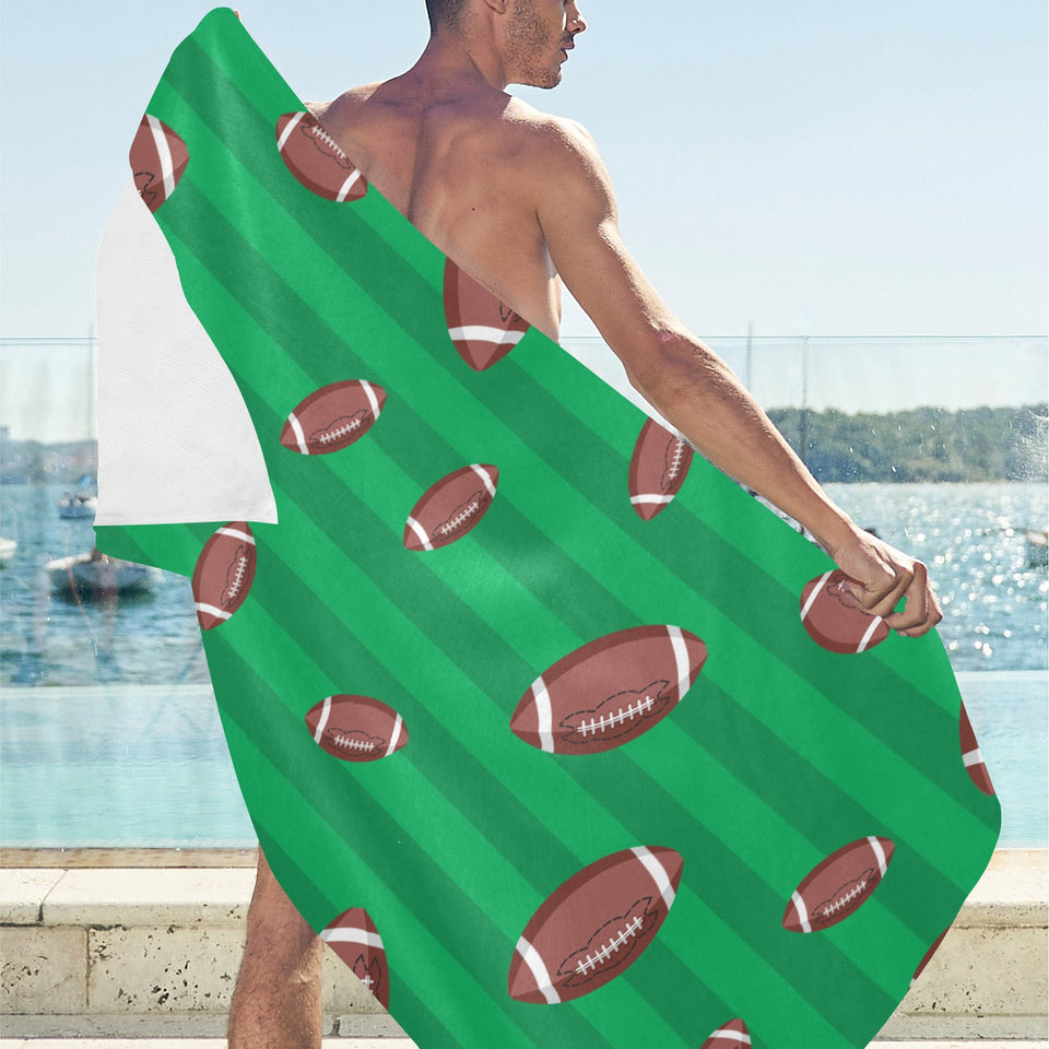 American football ball field background Beach Towel